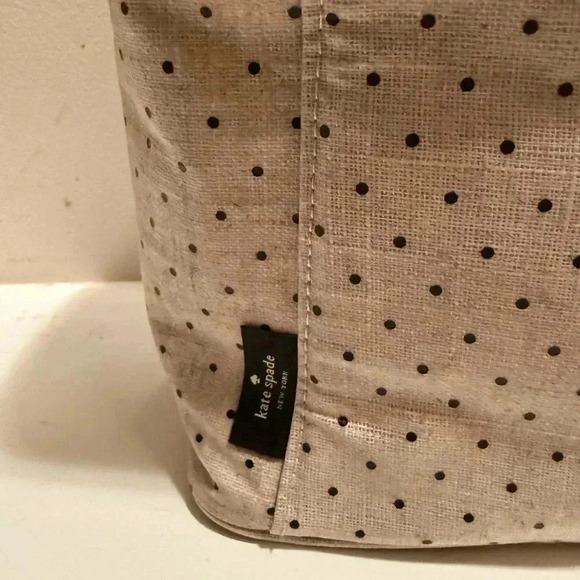 Kate Spade New York Deco Dot Out to Lunch Beige Insulated Lunch Box Tote Bag EUC - Picture 5 of 7